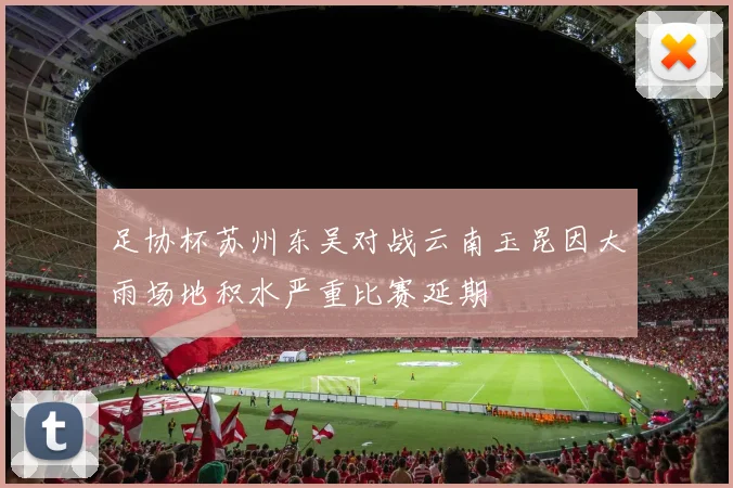 足协杯苏州东吴对战云南玉昆因大雨场地积水严重比赛延期